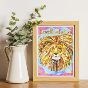 lion painting, flowercrown, flower in hair loverevolution