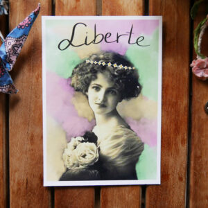 liberte woman with flowercrown postcard
