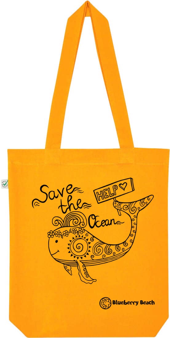 Save the ocean gold yellow tote bag
