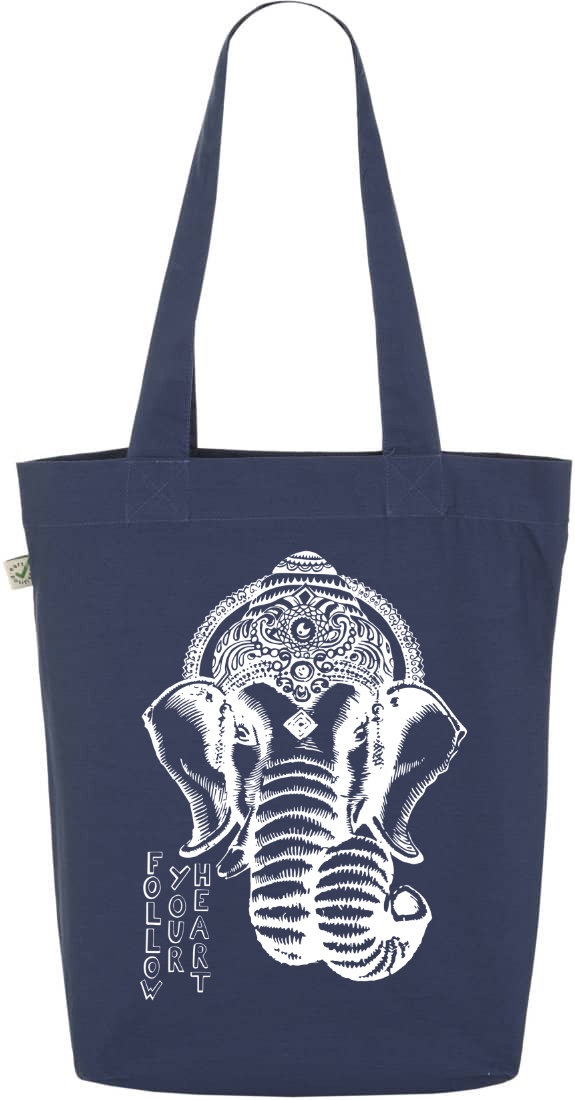 Follow your heart Ganesha organic tote bag