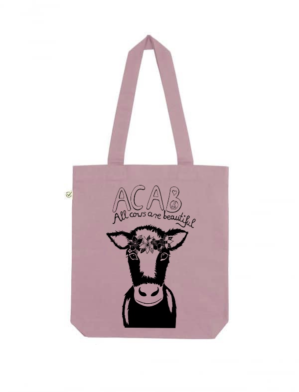 Acab all cows are beautiful purple rose tote bag
