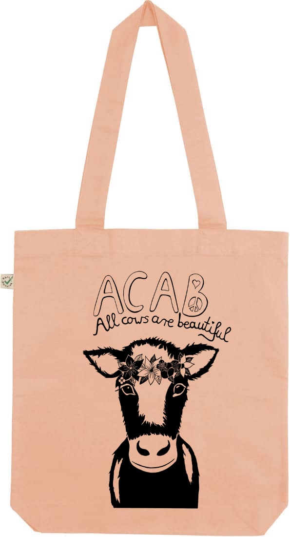 Acab all cows are beautiful peach tote bag
