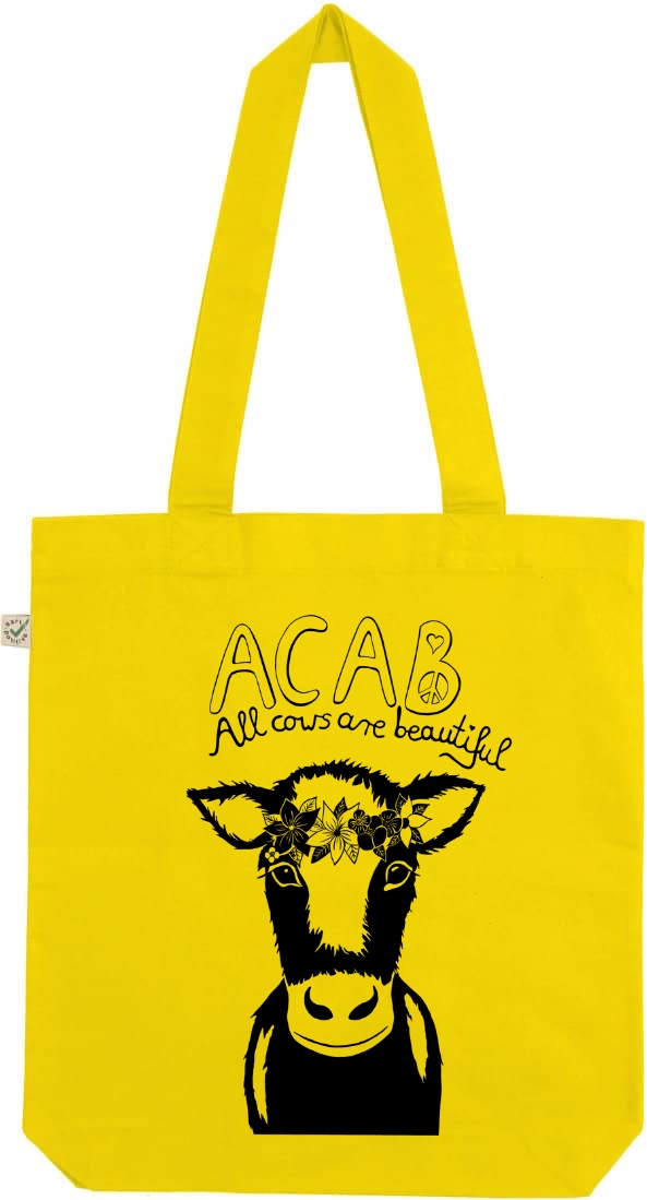Acab all cows are beautiful lemon tote bag