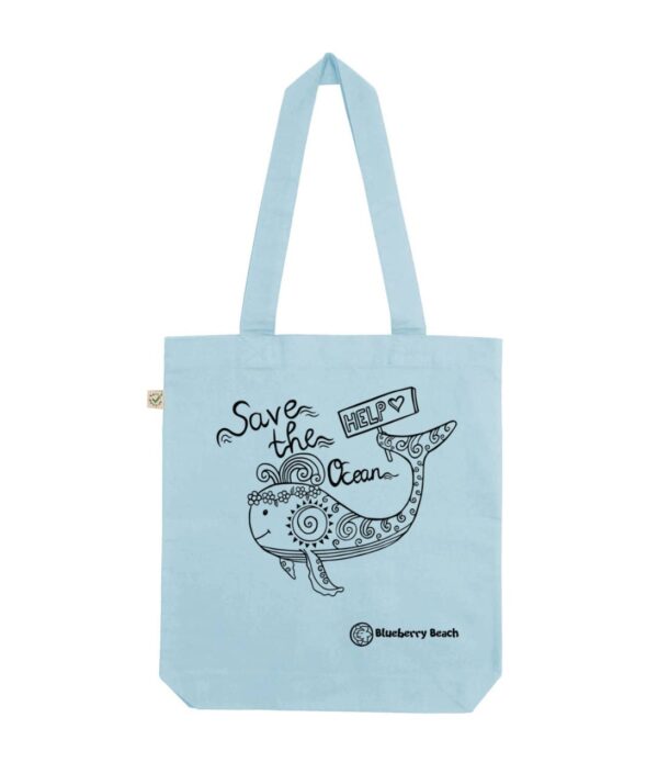 Save the ocean light blue tote bag