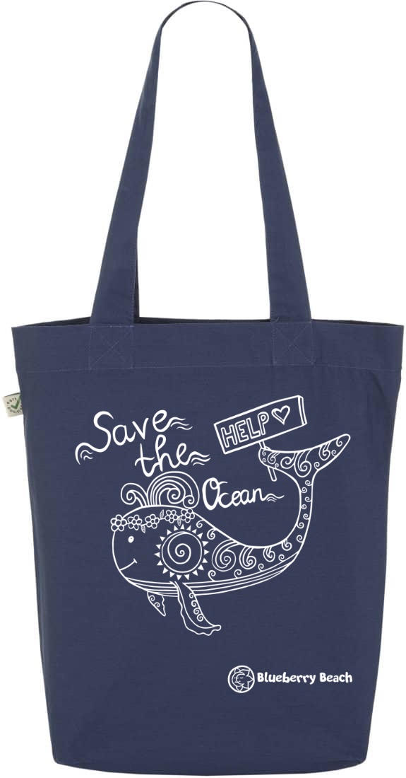 Save the ocean denim tote bag