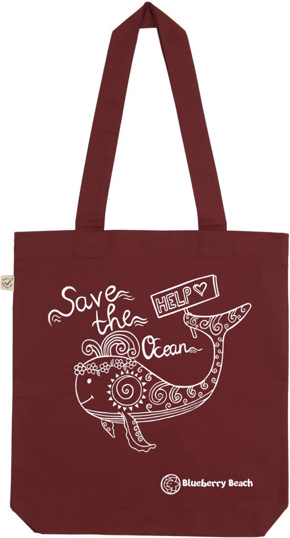 Save the ocean burgundy tote bag
