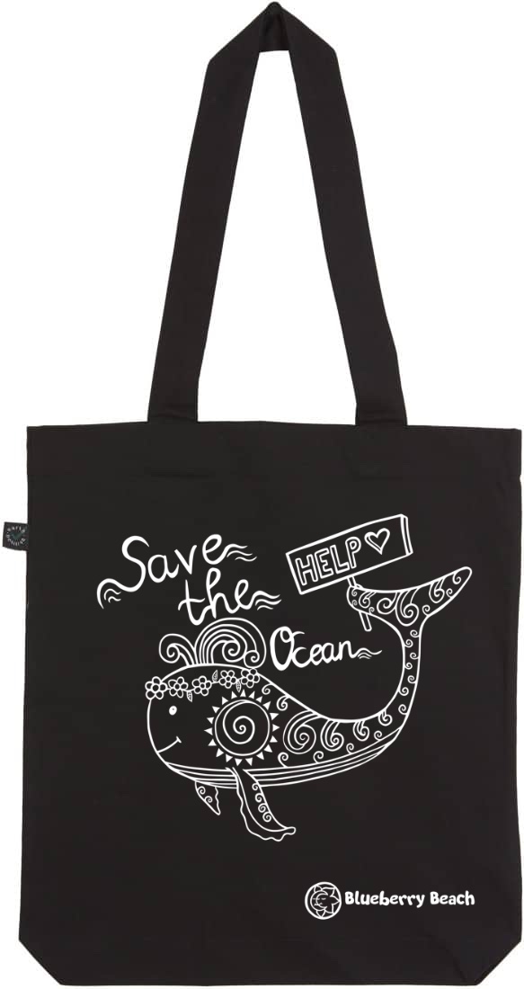 Save the ocean black tote bag