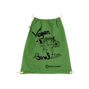 Vegan revolution little pig with flowercrown screen print organic bag