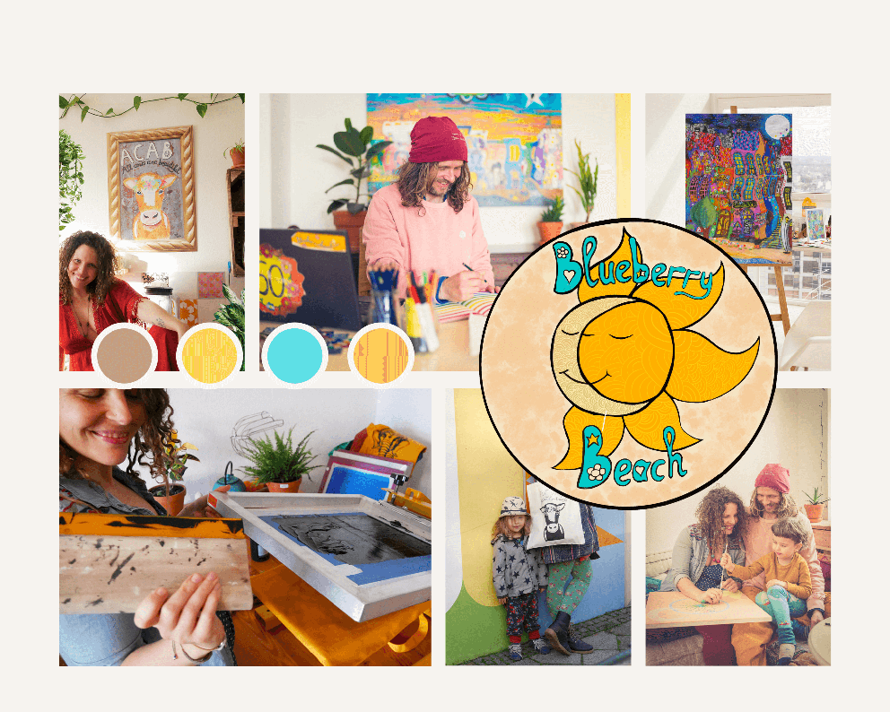 a photocollage with Zoé Keleti and Joshua Parksteinhoff, the founders of Blueberr beach