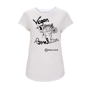 Vegan revolution little pig with flowercrown screen print organic t-shirt