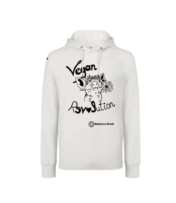 Vegan revolution little pig with flowercrown screen print organic hoodie