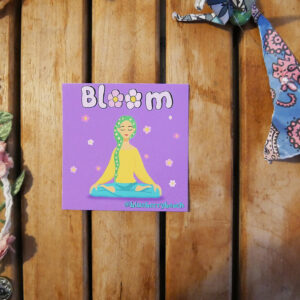 bloom meditation women with flower hair sticker