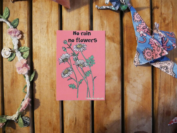 no rain no flowers daisy waterproof sticker