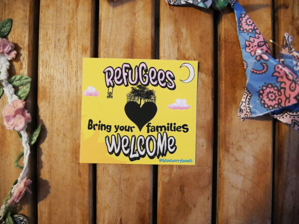 refugees welcome bring your families sticker waterproof