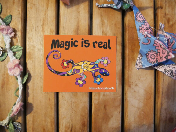 magic is real gekko with flower feet sticker