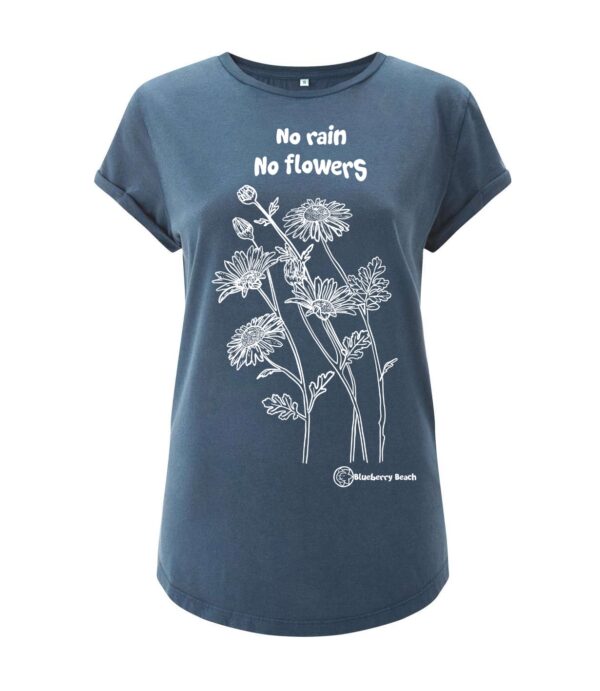 no rain no flowers daisy denim organic t-shirt