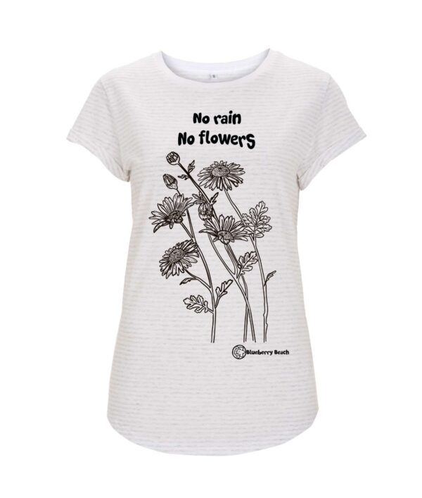 no rain no flowers daisy screenprint white organic women t-shirt