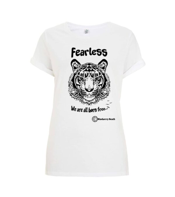 fearless tiger screen printed t-shirt organic