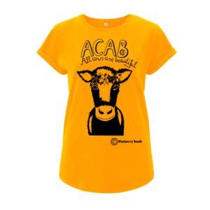 acab all cows are beautiful screen printed organic t-shirt