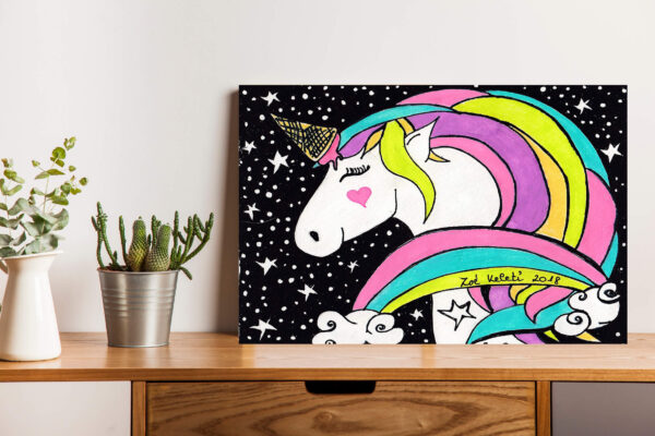 unicorn with ice cream horn canvas print