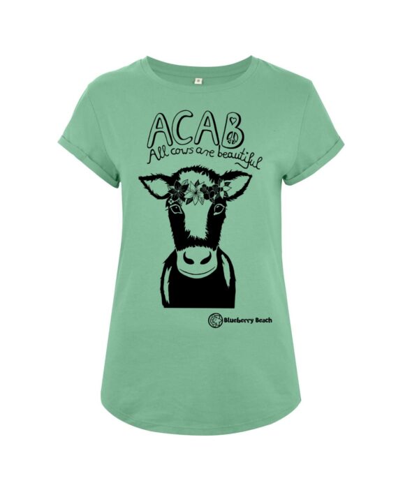 acan all cows are beautiful screen printed organic t-shirt