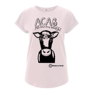 acab all cows are beautiful light pink organic t-shirt