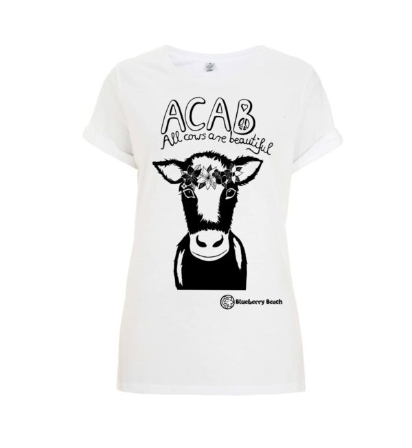 acab all cows are beautiful organic screen printed t-shirt