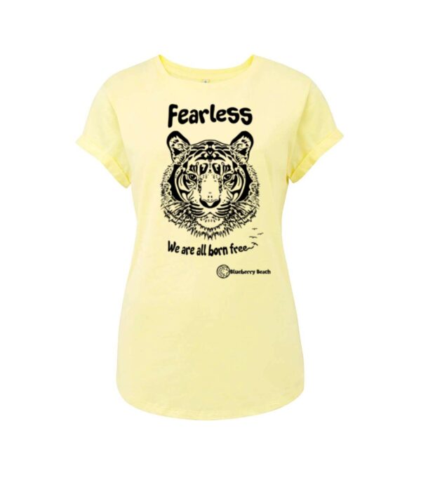 fearless tiger screen print organic t-shirt