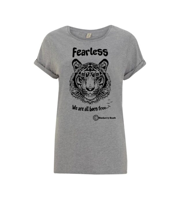 fearless we are all born free tiger screen print t-shirt