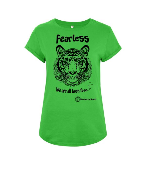 fearless tiger screen print organic t-shirt