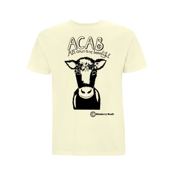 acab all cows are beautiful cow screen print t-shirt