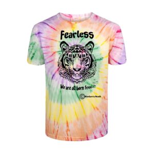 fearless tiger screen print organic tie dye t-shirt