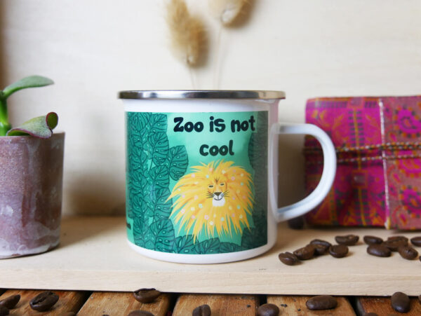 zoo is not cool lion emaille mug