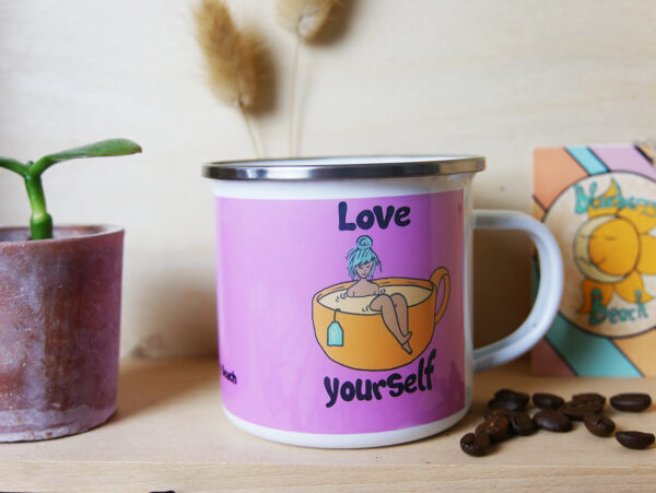 love yourself emaille tasse