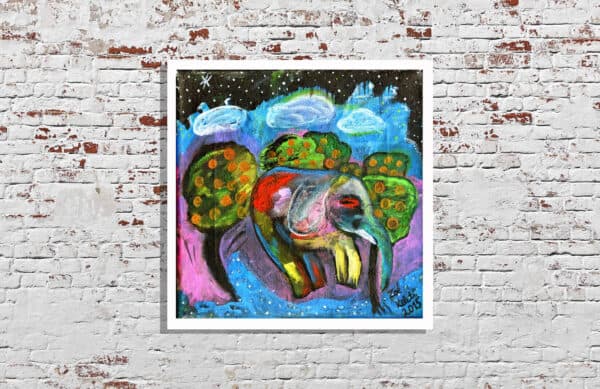 an elephant can fly elephant and orange trees dreamy painting by zoé keleti