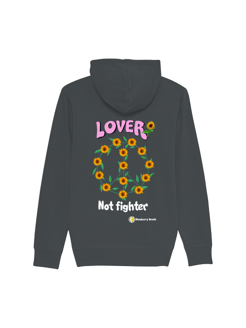 Lover not fighter unisex zipper hoodie back