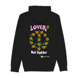 Lover not fighter unisex organic zipper hoodie
