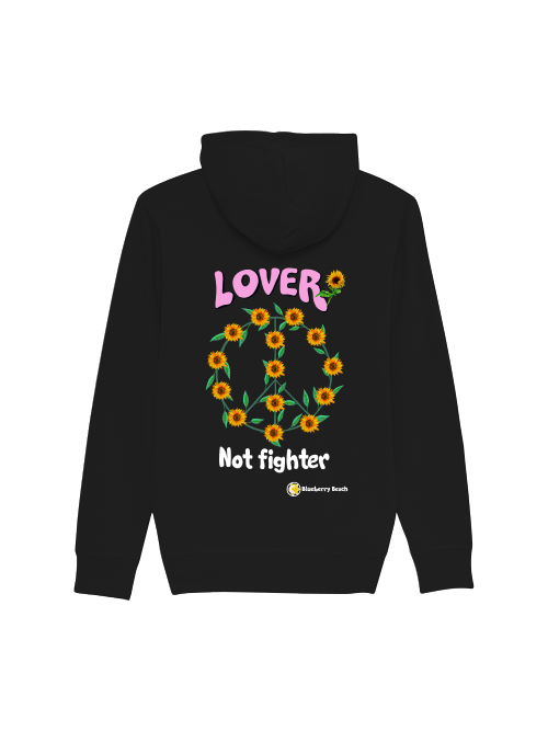 Lover not fighter unisex organic zipper hoodie