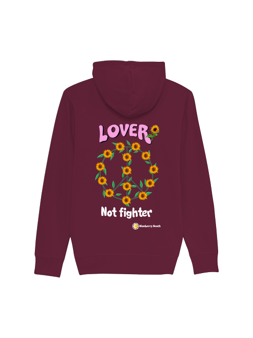 Lover not fighter unisex organic zipper hoodie back