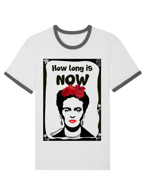 Frida Kahlo How long is now unisex men organic T-shirt ringer