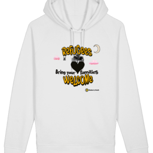 refugees welcome organic unisex hoodie sider