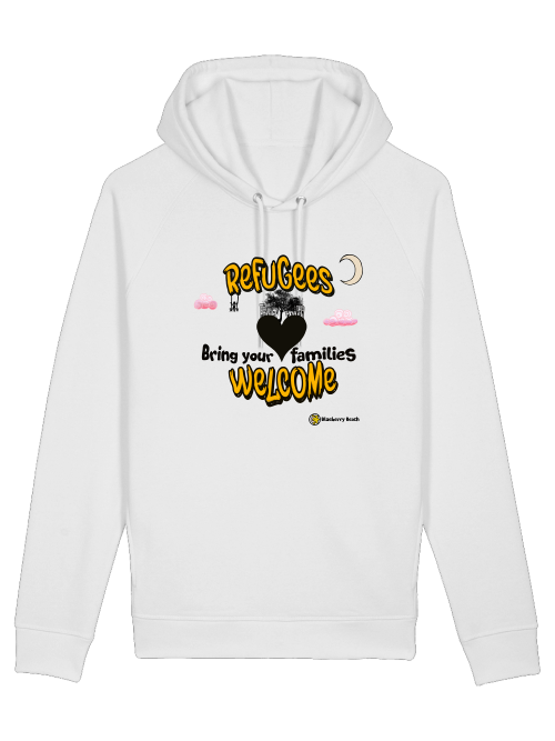 refugees welcome organic unisex hoodie sider