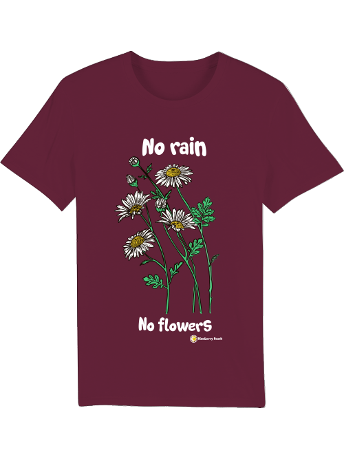 no rain no flowers organic men unisex t-shirt creator dark