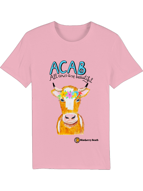 acab all cows are beautiful man t-shirt cotton pink