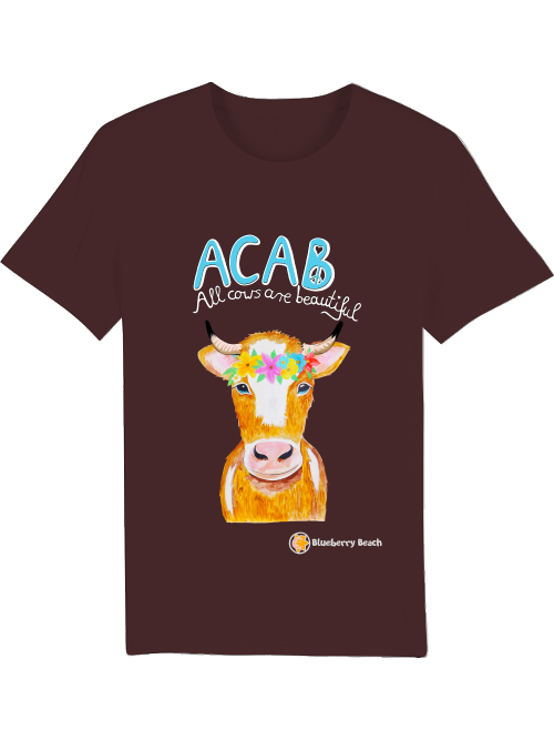 acab all cows are beautiful man t-shirt deep chocolate
