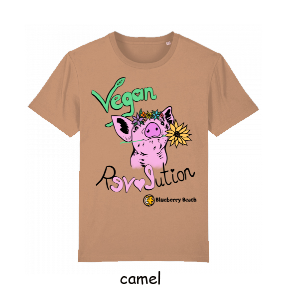 vegan revolution T-shirt camel