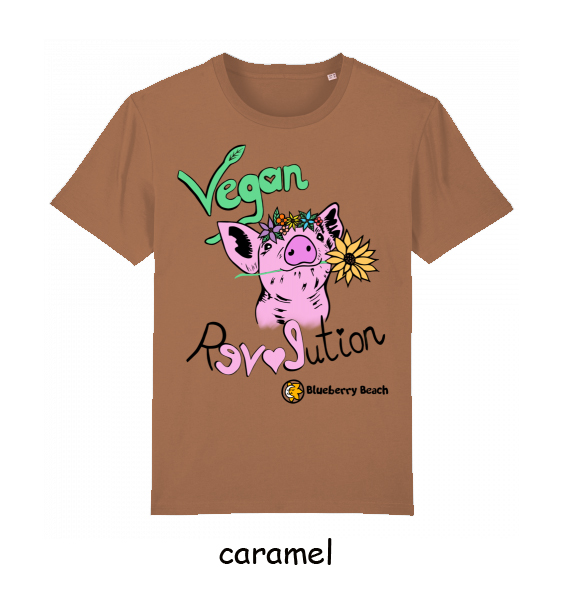 vegan revolution t-shirt pig with flowercrown