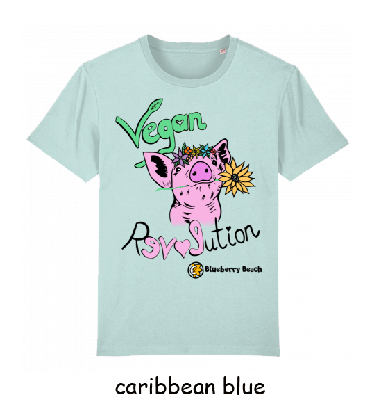 vegan revolution t-shirt caribbean blue