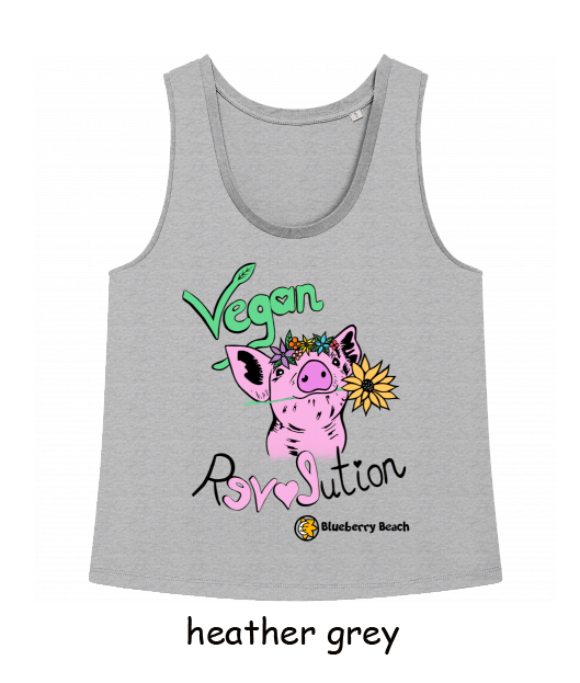 vegan revolution pig with flowercrown tanktop