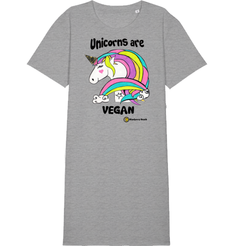 unicorns are vegan t-shirt dress heather grey
